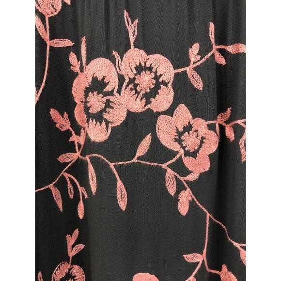 Avenue Chiffon Embroidered Floral Dress Gray Pink 14/16 NEW - Picture 5 of 6